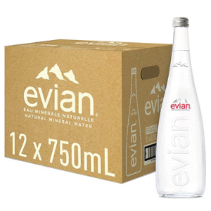 12 x Evian Aramis Glass Bottle Case 750ml