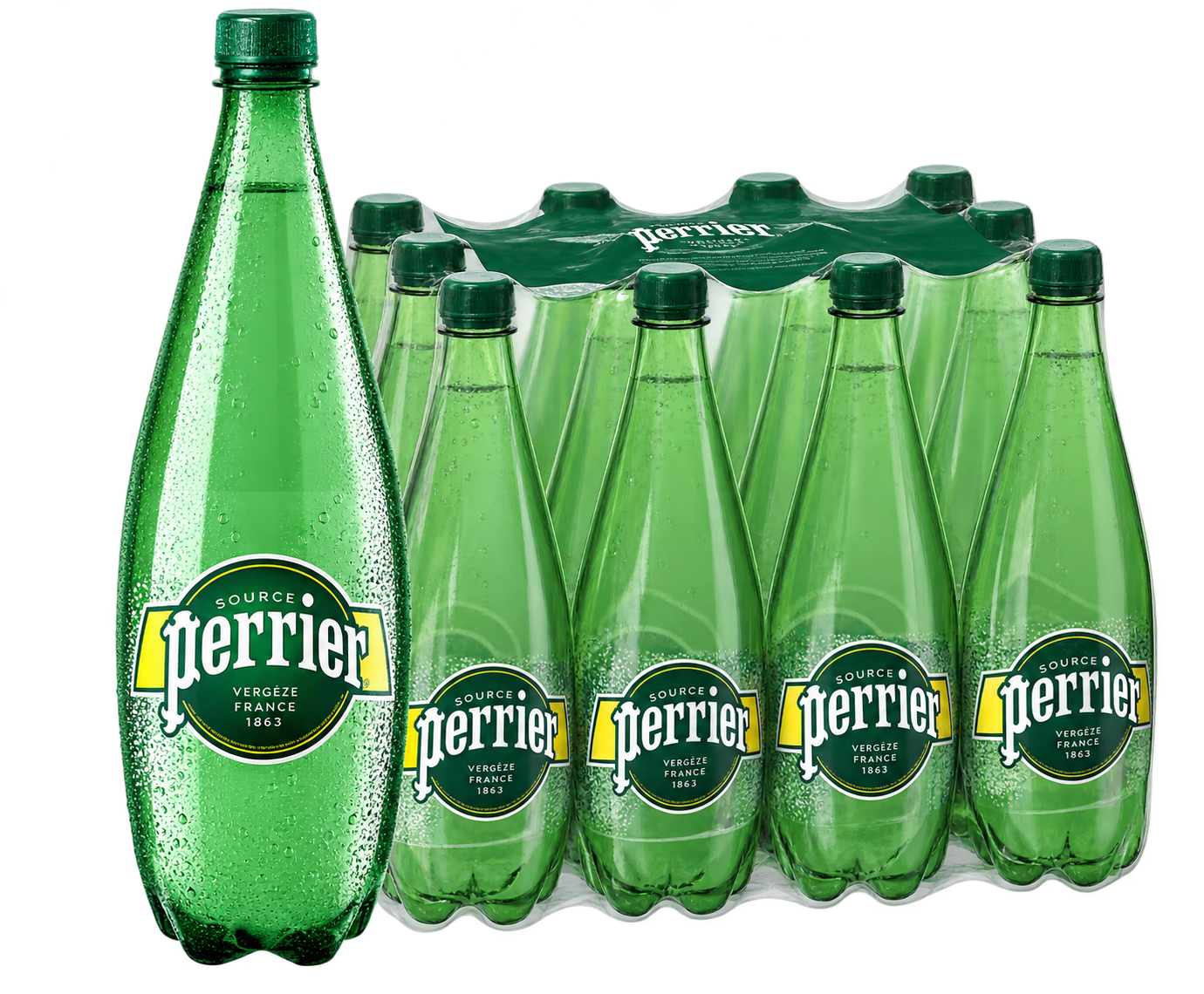 12 x Perrier Sparkling Mineral Water Original PET Bottle Pack 1L