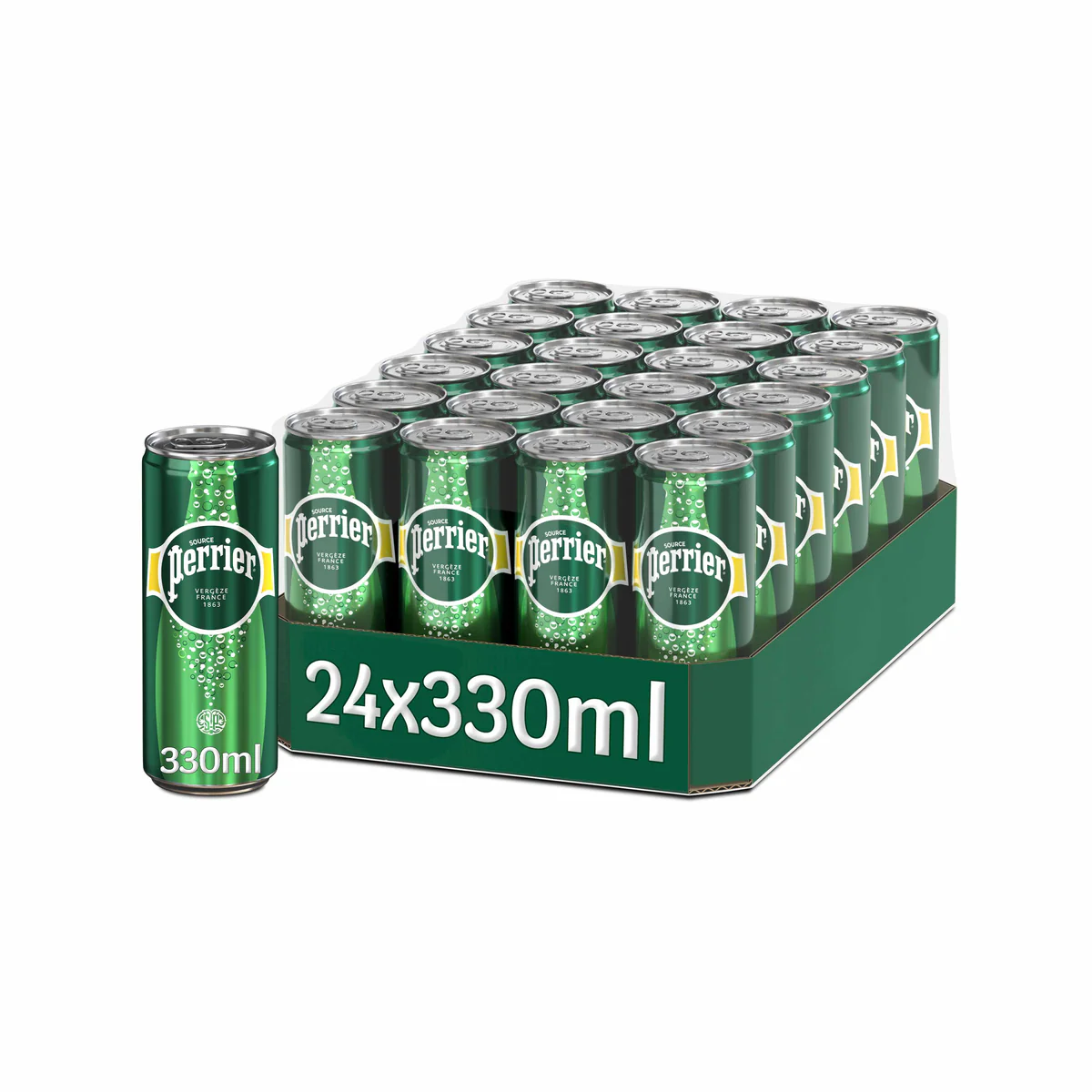 24 x Perrier Sparkling Mineral Water Original Can Case 330ml