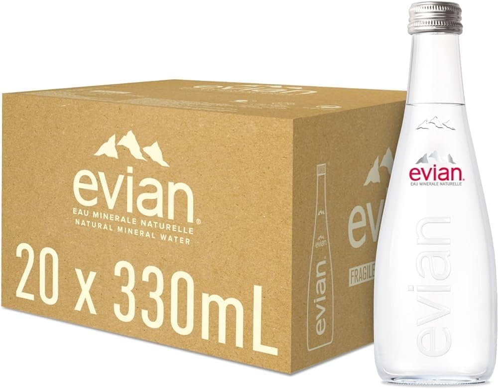 20 x Evian Aramis Glass Bottle Case 330ml